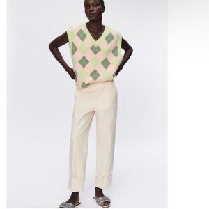 Zara Knit Argyle Sweater Vest